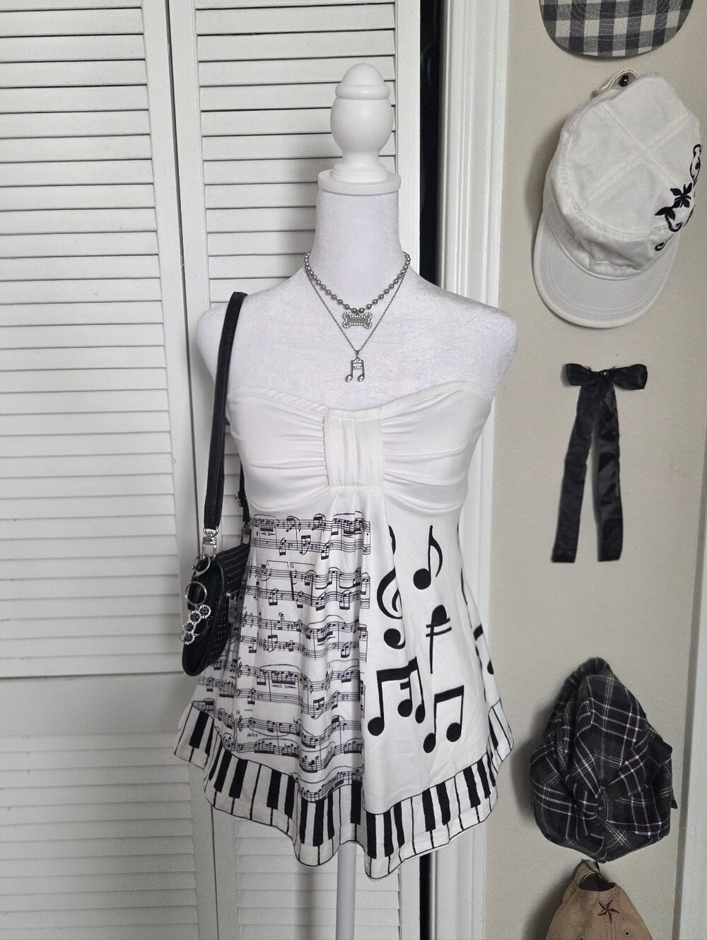 & Other Stories White Strapless Musical Note Tunic Camisole